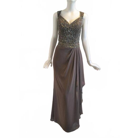 NEW MONTAGE BY MON CHERI a-line gown in mocha - Picture 2 of 3